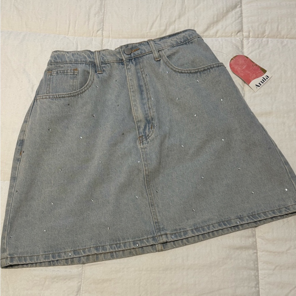 ARULA Blue A-Line Mini Skirt for Casual Wear